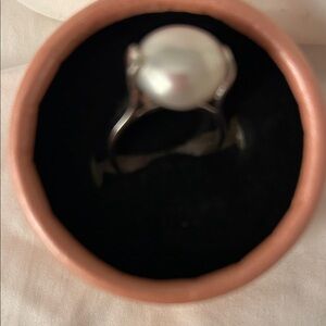 Silver Ring with White Pearl